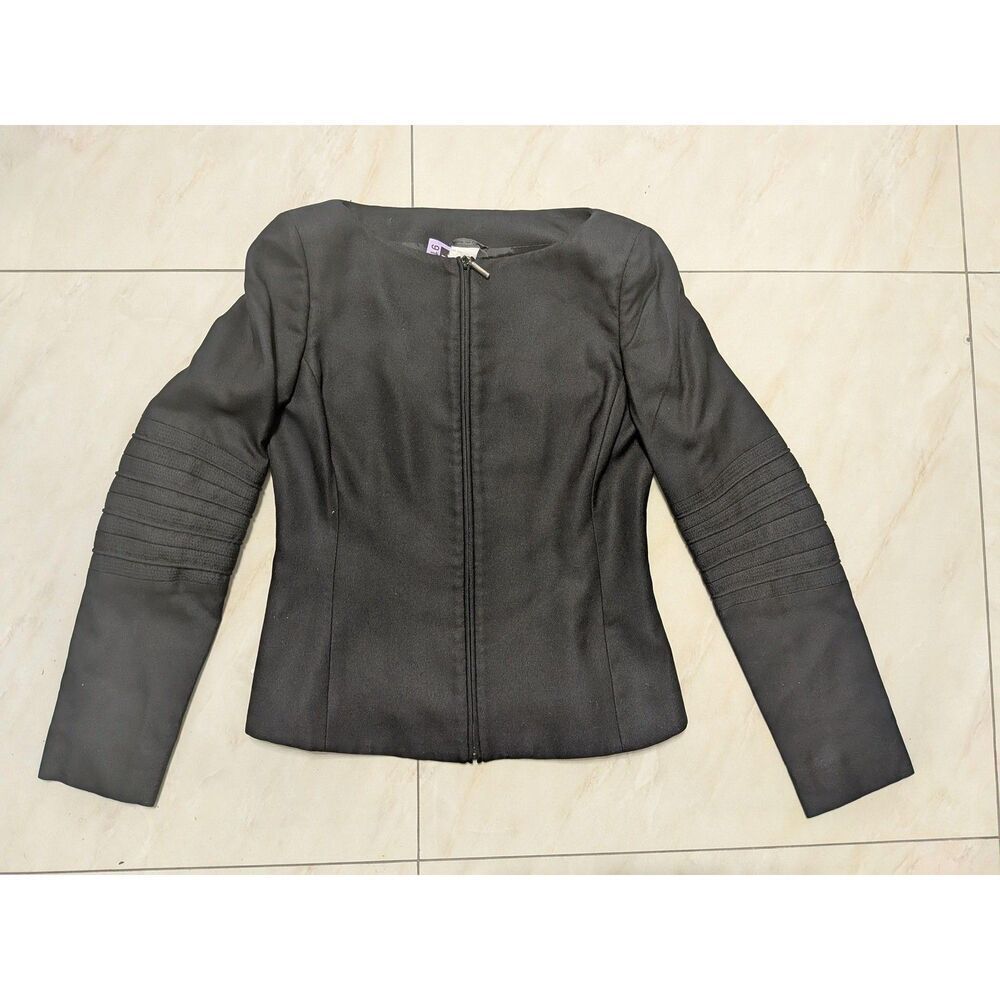 Vintage 90s Gianni Versace Black Silk Biker Moto Bomber Jacket Blazer S Italy